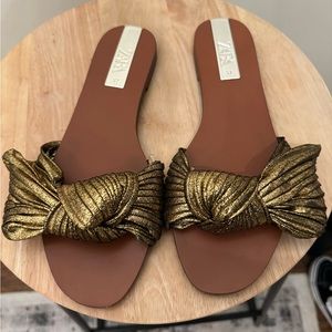 Zara Gold bow sandals